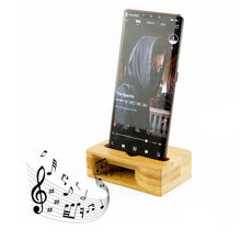 Load image into Gallery viewer, Beloved natural bamboo speaker and stand for smart phone
